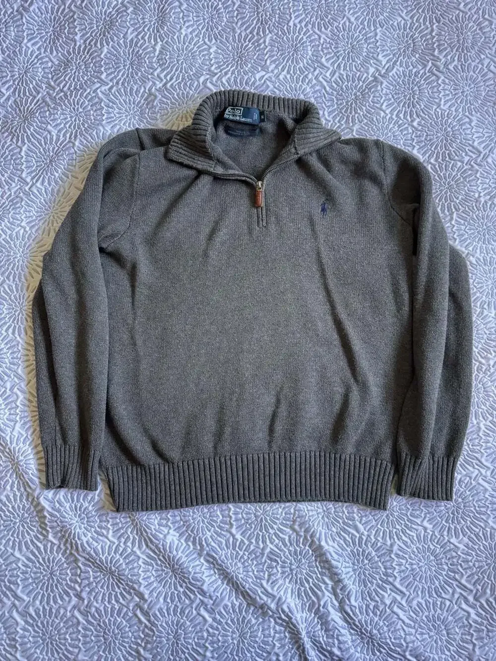 Polo Ralph Lauren Gray 1/4 Zip Mock Neck Sweater Men's M